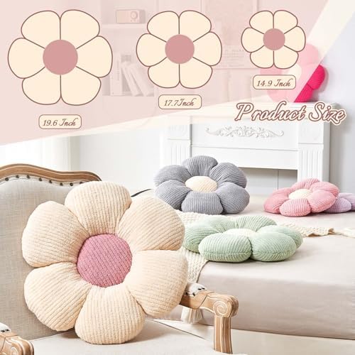 Flower Throw Pillow, Soft Brown 14.9" Shaped Floor Pillow - Image 2