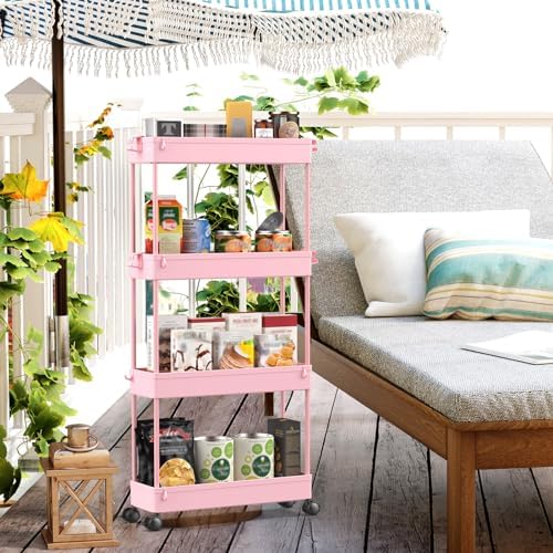 SPACEKEEPER Slim Rolling Storage Cart, 4 Tier Bathroom Cart Organizer - Image 7