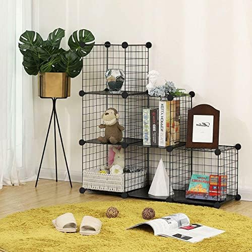Wire Cube Storage Organizer, 6-Cube Metal Storage Shelves Bookshelf, Stackable - Image 2