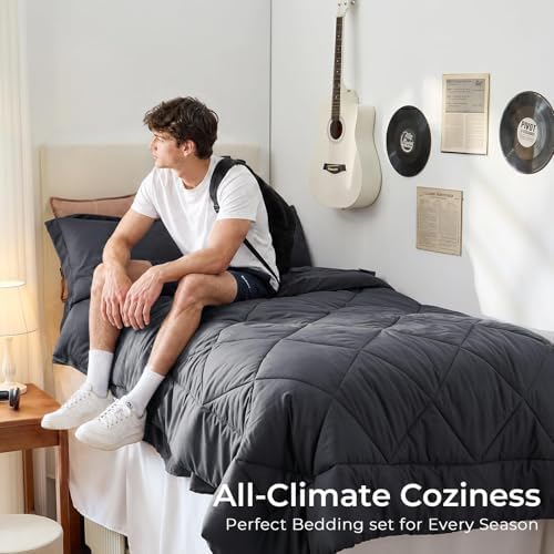 HEVUMYI 5-Piece Twin XL Comforter Set, Dark Grey Bed in a Bag - Image 4
