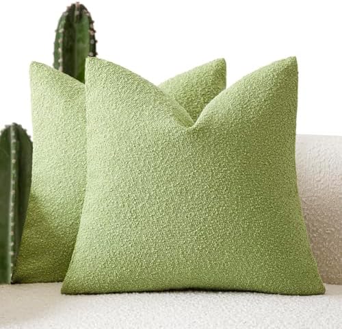 Foindtower Decorative Textured Boucle Throw Pillow Covers 26x26 Lime Green by Foindtower