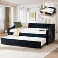 Daybed with Trundle Bed Twin, Upholstered Day Beds Frame by GEEVIVO