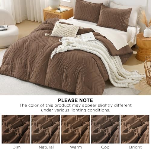 Andency Brown California King Comforter Set, 3 Pieces Boho Bed Set - Image 6