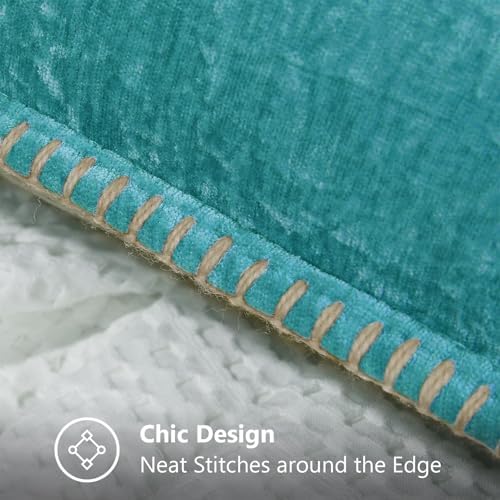 decorUhome Soft Chenille Throw Pillow Covers 26x26 Set of 2 Turquoise - Image 5