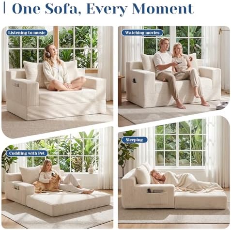 Convertible Sofa Bed, Small Boneless Couch & Boneless Loveseat, Pull Out Couch - Image 4