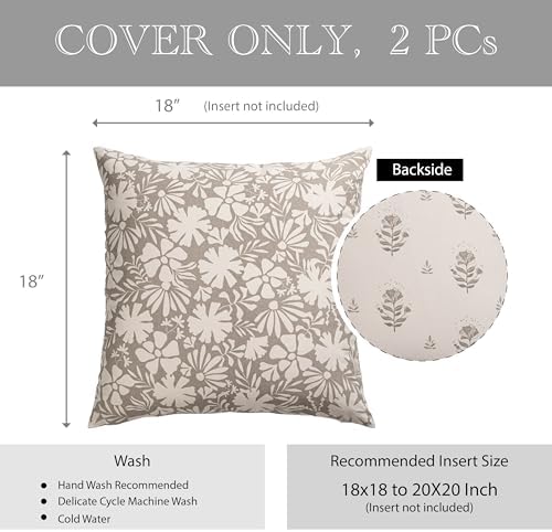 SageSelvas Taupe Decorative Throw Pillow Cover 18x18 Set of 2, Farmhouse - Image 6