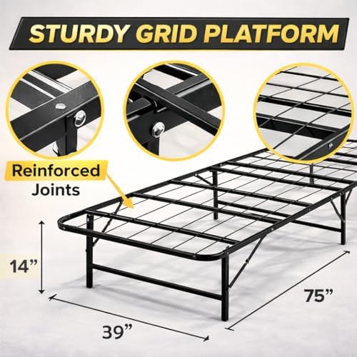 Greaton, 14-Inch Foldable Metal Platform Bed Frame - Image 3