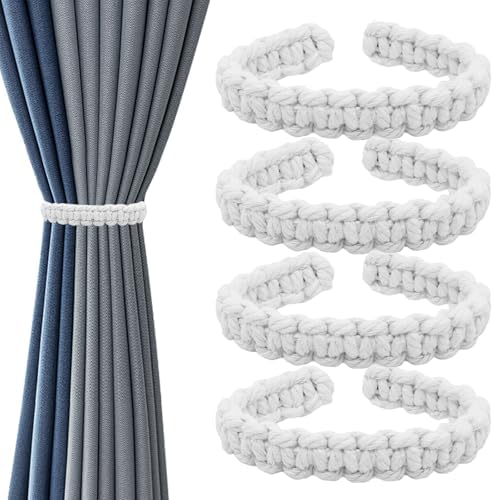 4 Pack Braided Linen Curtain Tiebacks, Boho Elegant Farmhouse Rustic Flexible by GDFYMIImproveLifeHappyLife