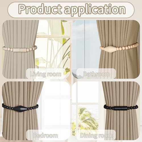 Meplait Magnetic Curtain Tiebacks, 4 Pack Boho Curtain Tie Backs - Image 2