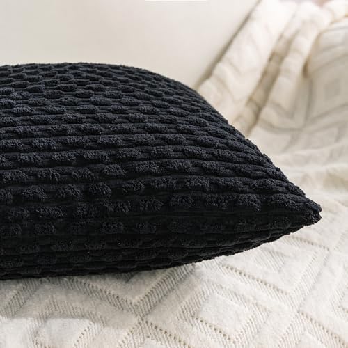 Set of 4 Black Decorative Throw Pillow Covers 24x24 Inch Corduroy Pillow Covers - Image 6