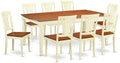 East West Furniture DOAV9-WHI-W 9 Piece Dining Table Set Includes a Rectangle Dining Room Table with Butterfly Leaf and 8 Wooden Seat Chairs, 42x78 Inch, Buttermilk & Cherry