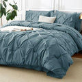 CozyLux King Comforter Set Mineral Blue, 7 Pieces Pintuck Bed in a Bag by CozyLux