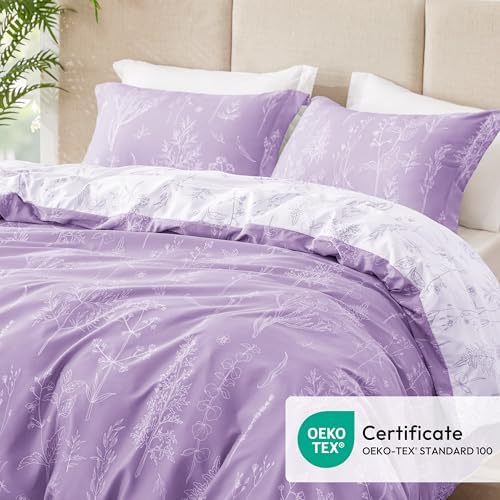 Love's cabin Floral Comforter Set Cute Bedding Queen Reversible Lavender - Image 5