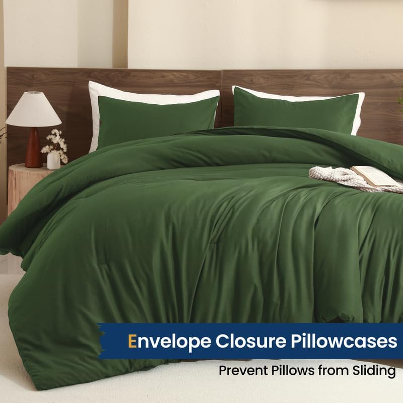 Paxrac Moss Green California King Comforter Set, 3 Pieces Lightweight Cal King - Image 5