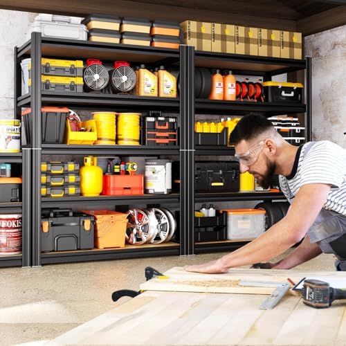 2-Pack Storage Shelves, Adjustable Shelving Unit, 5T Wood Garage Shelving - Image 2
