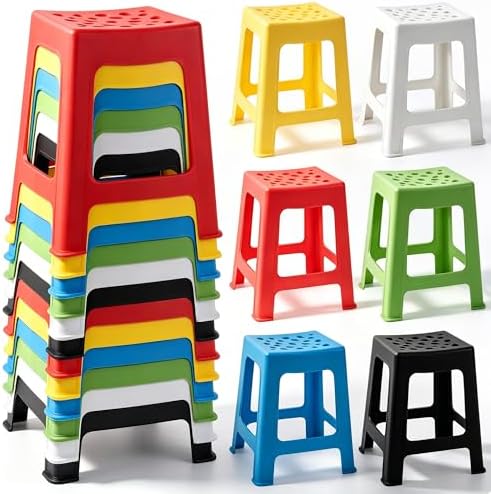 TURSTIN 12 Pack Plastic Stack Stools, 16.9 Inch Stackable Nesting Stools by TURSTIN