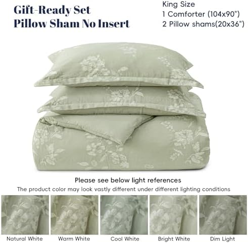PHF Cotton Jacquard Comforter Set King, Soft Breathable, Dusty Sage - Image 6