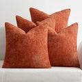 MIULEE Decorative Chenille Fall Pillow Covers Burnt Orange 16x16 Pack of 4 by MIULEE