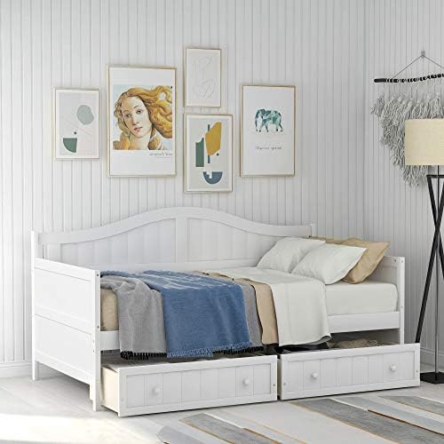 Merax Elegant Daybed with Two Storage Drawers, Wood Slat Support Sofa Bed by Merax