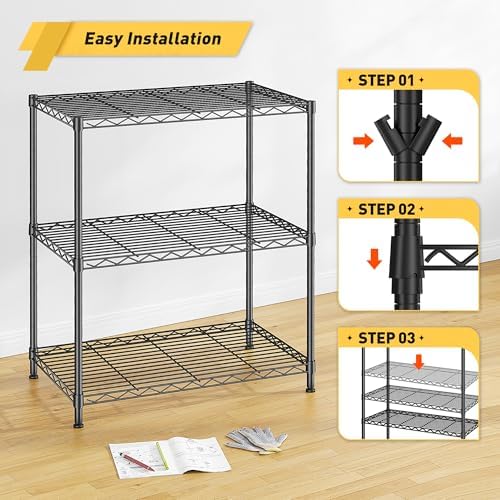 DurayLoly 3-Tier 450LBS Adjustable Wire Shelving Unit - Image 6