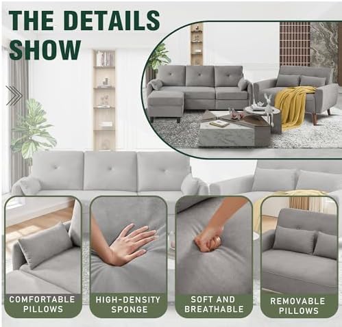 Convertible Sectional Sofa Set, Small L Shaped 3 Seat Couch - Image 5