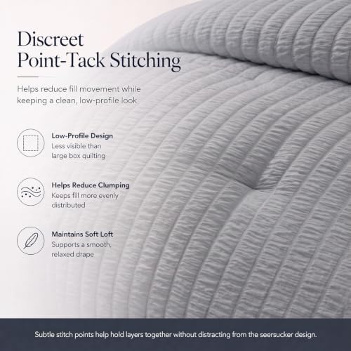 CozyLux Twin Comforter Set, 5 Pieces Grey Seersucker Bed in a Bag - Image 4
