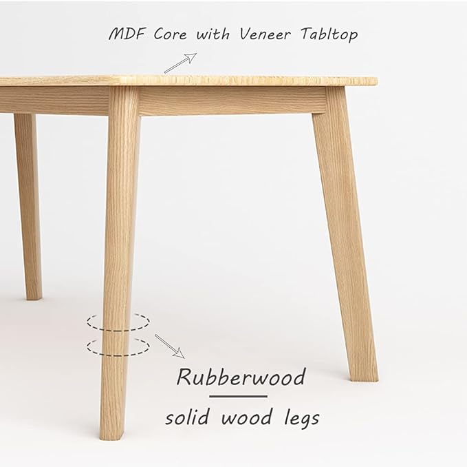 IOTXY Simple Wooden Writing Desk - Modern Minimalist Style PC Laptop Computer Workbench with Solid Wood Legs, 55" W Home Office Work Table for TV Stand Music Video Live Broadcast Workstation, Oak