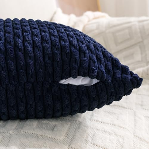 Set of 4 Navy Blue Decorative Throw Pillow Covers 18x18 Inch Corduroy Pillow - Image 3