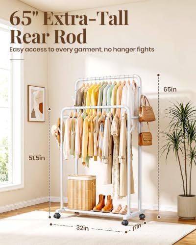 Delamu Double Rods Clothing Rack - Image 3