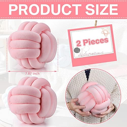 Namalu 7.87 Inches 2 Pcs Knot Pillow Decorative Throw Pillow, Light Pink - Image 2