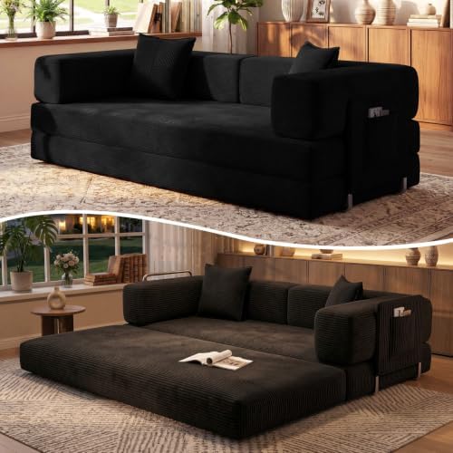 79" Convertible Futon Sofa Bed, Boneless Couch by Pionex