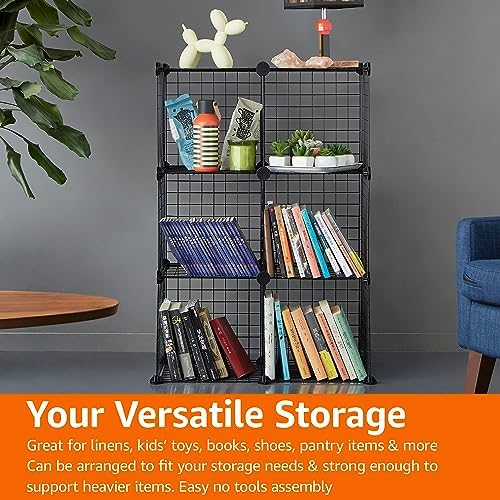Amazon Basics 6-Cube Wire Grid Stackable Storage Organizer, Metal Shelving Unit - Image 6