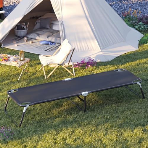 GYMAX Folding Camping Cot 2 Pack, Portable Ultralight Compact Sleeping Cot Bed - Image 2
