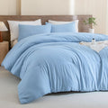 Paxrac Dusty Blue Full Comforter Set, 3 Pieces Lightweight Solid Bedding Set by Paxrac