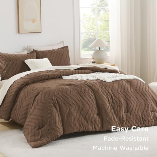 Andency Brown Twin Comforter Set, 2 Pieces Boho Bedding Set - Image 4