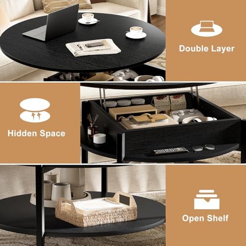 FABATO Small Round Lift Top Coffee Table - Image 6