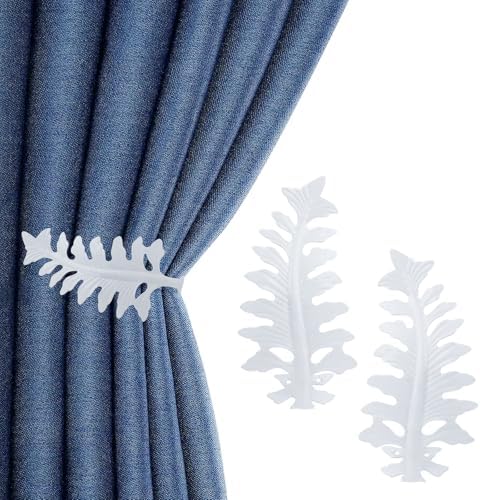 Bitray 2Pcs White Vintage Leaf Curtain Tiebacks Wall Holdbacks by WelcometoBitray