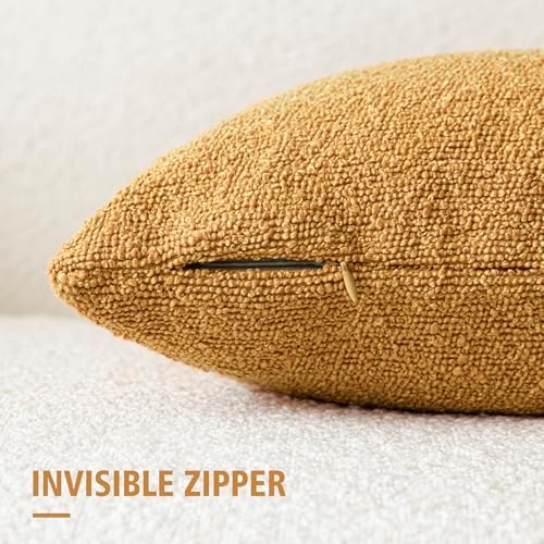Foindtower Decorative Textured Boucle Throw Pillow Covers 24x24 Sunflower - Image 2