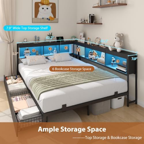 IDEALHOUSE Twin Size Corner Bed Frame - Image 3