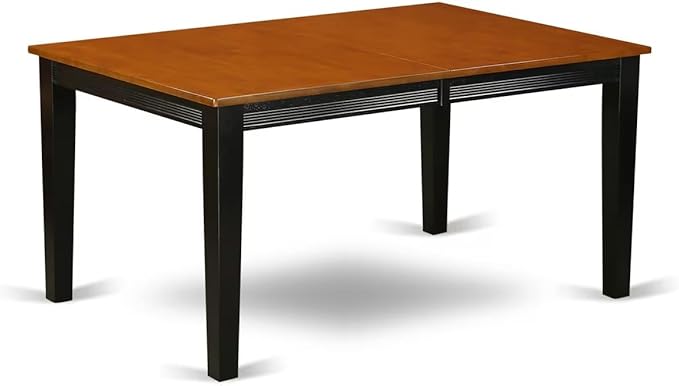 East West Furniture QUAN5-BCH-C 5 Piece Kitchen Table Set for 4 Includes a Rectangle Dining Room Table with Butterfly Leaf and 4 Linen Fabric Upholstered Chairs, 40x78 Inch, Black & Cherry