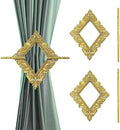2 Pack Gold Rhombus Curtain Tiebacks, Square Drapery Holdbacks by Mewutal