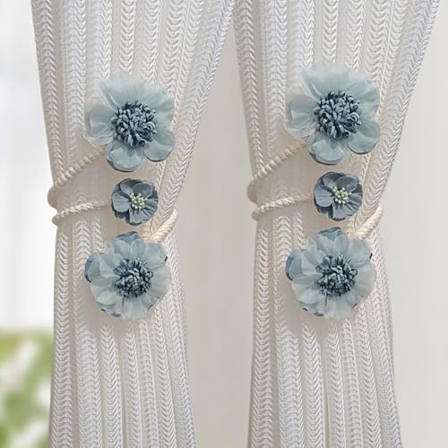 Curtain Tiebacks 2 Packs, Artificial Flower Curtain Holdbacks Clips, Flexible by YAOPEL