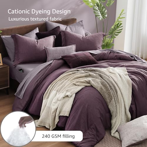 Monbix Queen Size Comforter Set 7 Pieces Italian Plum Bed in a Bag - Image 3