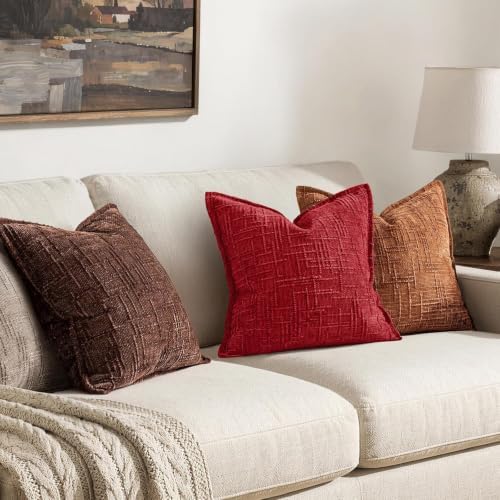 MIULEE Slubby Textured Christmas Throw Pillow Covers Red 18x18 - Image 4