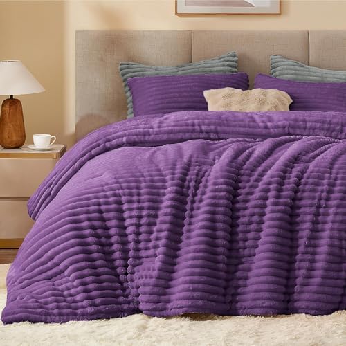 BEDELITE Fleece California King Comforter Set, Fluffy Bed Set - Image 3
