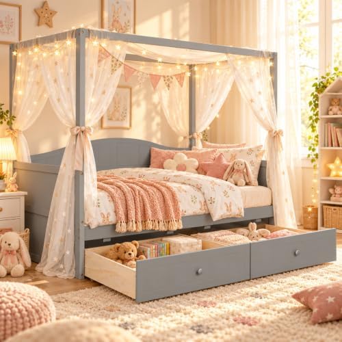 Merax Twin Canopy Daybed with 2 Drawers, Wooden Frame - Image 5