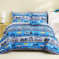 Kids Twin Comforter Sets for Boys 6 Pieces Blue Bedding Set for Teens by mooreeke
