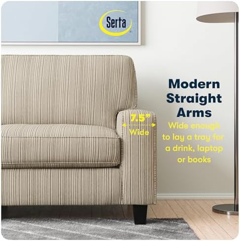 Serta Palisades 61" Track Arm Sofa, Easy Care Polyester, Soft Pillow Back - Image 6