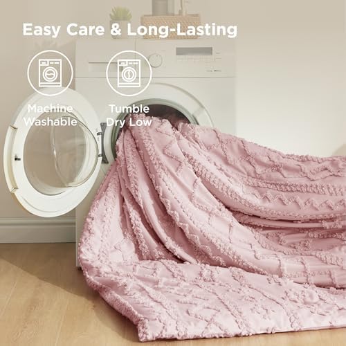 Bedsure Tufted Boho Comforter Set King, Bedroom Decor Bedding Set Pink - Image 5
