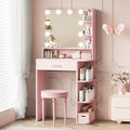 Makeup Vanity Desk with Mirror and Lights, 26.4”Small Vanity Mirror with Lights by Neoriver